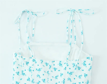 Women's Dresses Spring 2025 New Floral Print Mini Dress Sexy Suspenders Fresh and Sweet Girl Summer Mint Cool 4661382
