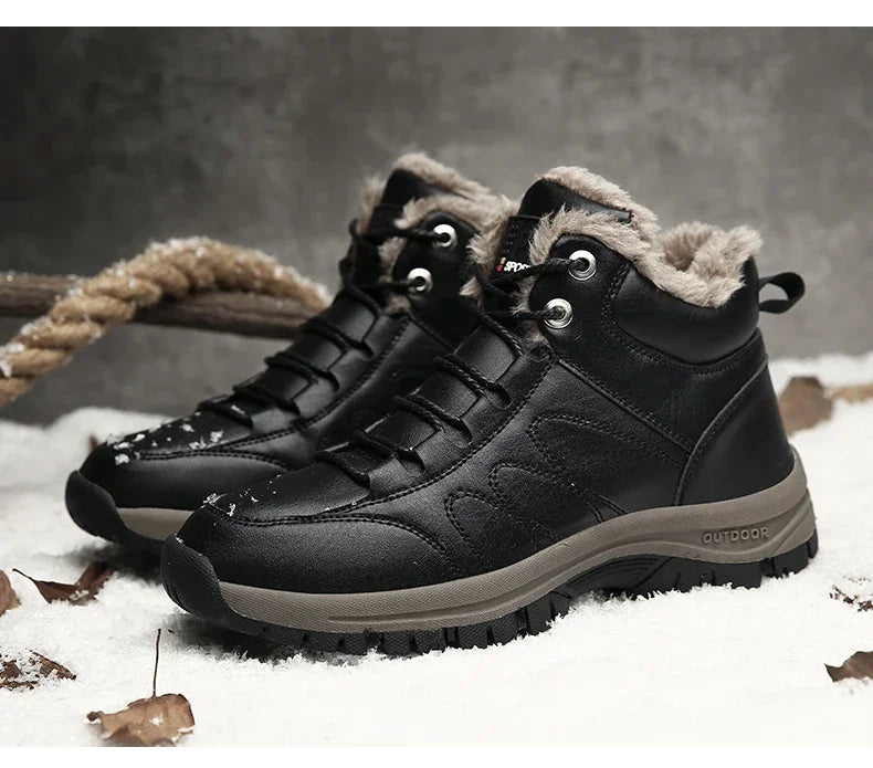 Winter Shoes for Men Boots Warm Plush Leather Snow Ankle Boots HIking Shoes Men Timberland Boots Men Big Size 48 Sneakers