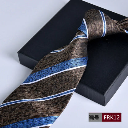 Brown Tie For Men Classic Style 8CM Tie Striped Jacquard Ties Wine Red Wedding Gravatas Formal Business Neckties Gifts For Men
