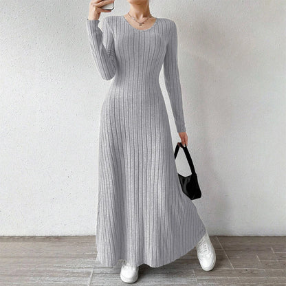 Mia Muse Women's Dresses All Season Office Lady Ventilate Solid Color Waist In Design  Long Sleeve MIDI Lettuce Trim  Suitable f