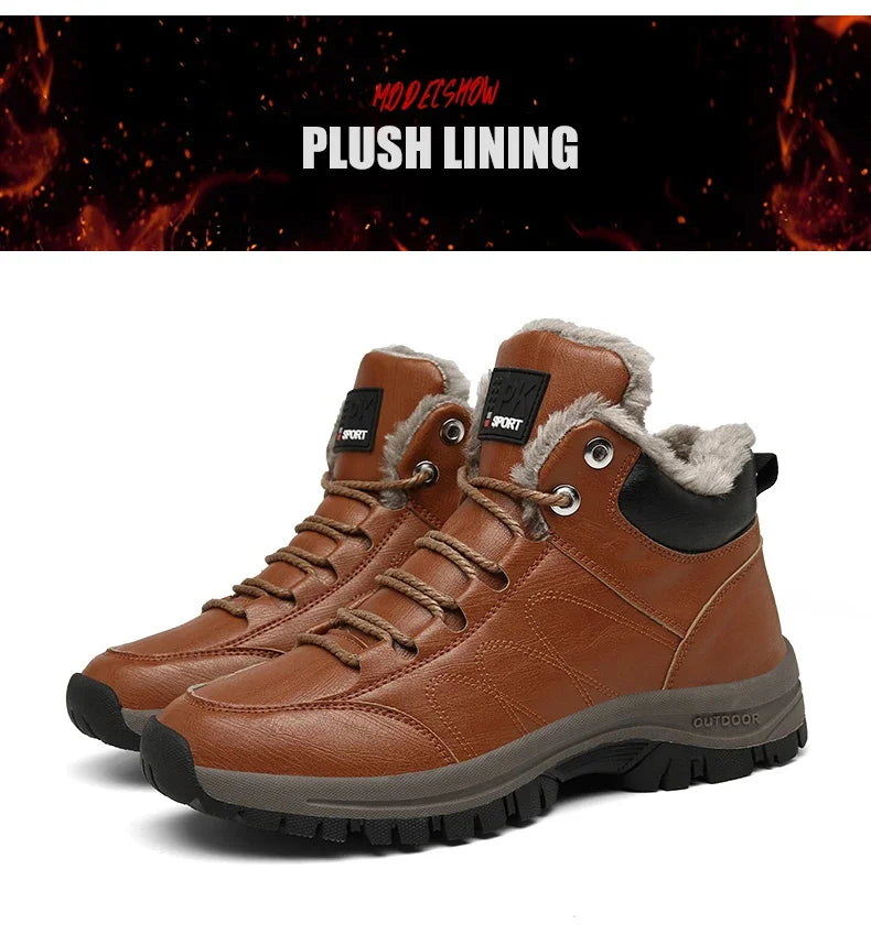 Winter Shoes for Men Boots Warm Plush Leather Snow Ankle Boots HIking Shoes Men Timberland Boots Men Big Size 48 Sneakers