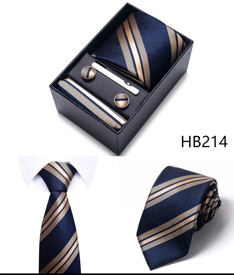 Gravatas Brand Wholesale Wedding Present Tie Pocket Squares Set Necktie Box Men Suit Accessories Floral Fit Formal Party