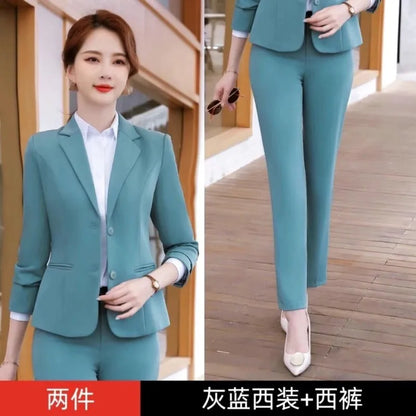 Women Spring Autumn New Fashion Professional Suit Matching Set Korean Elegant Casual Blazer Coat Pants Two-piece Female Clothing