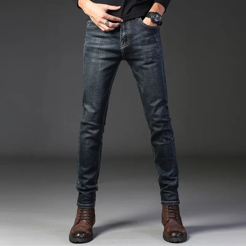 New Jeans Men's Winter Seasons Regular Straight Leg Men's Pants Elastic Slim Fit Casual Men's Pants