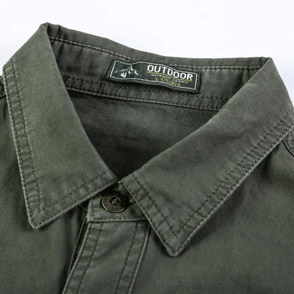 Spring Autumn Cargo Shirt Men Long Sleeve Casual Cotton Shirts High Quality Camisa Militar Overshirt Brand Clothing White Blouse
