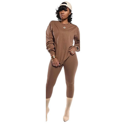 two piece set women 2 piece set stacked leggings clothes for women outfits stacked pants tracksuit female fall clothes 2024
