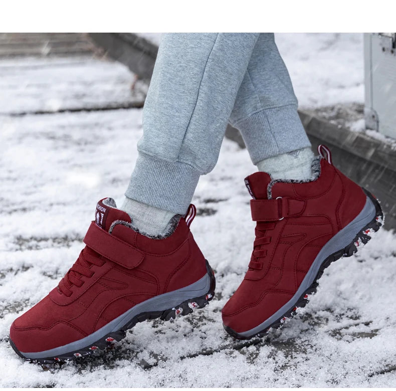 Warm Men Women Winter Boots With Fur Size 35-45 Snow Boots For Unisex Fashion Outdoor Sneakers Women Men Ankle Boots