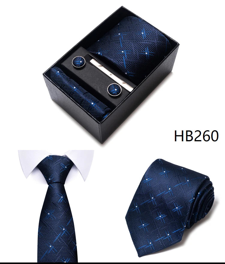 Mix Colors Wholesale 2023 New Style Wedding Gift Tie Pocket Squares Set Necktie Box Men Fit Wedding Blue Paisley