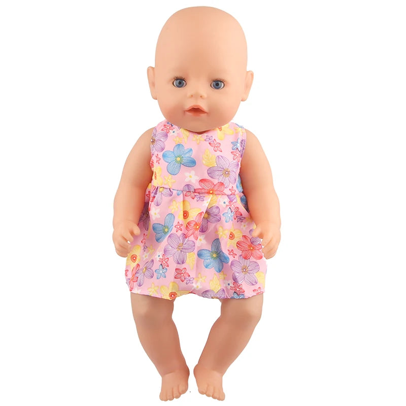 Toy Accessorie White Fashion Dress For 43 Cm Baby New Born Dolls For 18 Inch American Doll Toys For Girl's Gift
