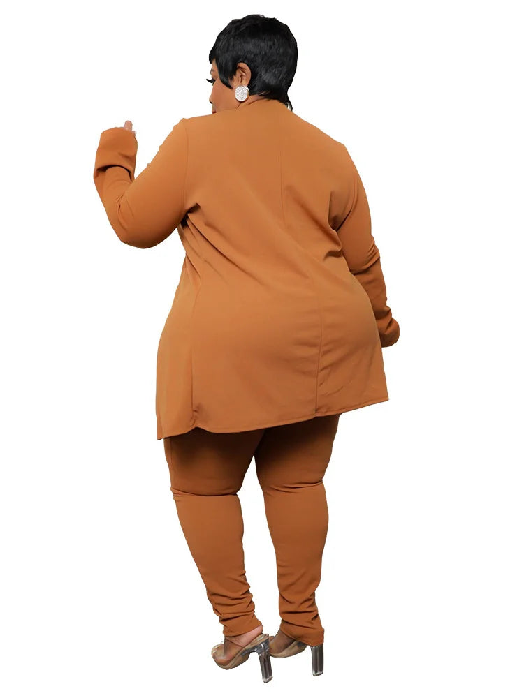 Wmstar Plus Size Two Piece Outfits Women Matching Suit Solid Top Leggings Pants Sets Casual Fall Winter