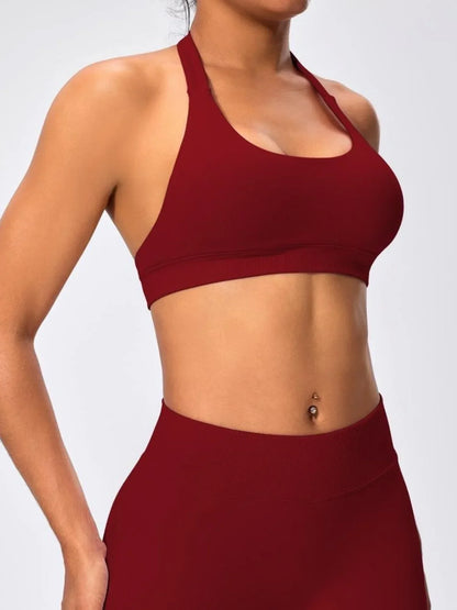 Women's Gym Solid Color Sports Bra Sexy Tight Fitting Backless Seamless with Chest Cushion Vest Exercise Yoga Camisole Top