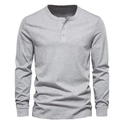Cross-border Spring and Autumn Clothing European and American Men's T-Shirt Long-sleeved Men's Base Henry Shirt