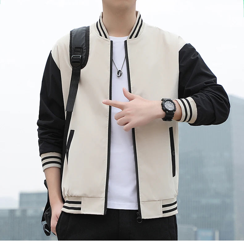 SUPUSCREAT Spring Autumn Men Baseball Jacket Stand Collar Korean Style Casual Jackets And Coats Male Slim Fit Bomber Jacket 5XL