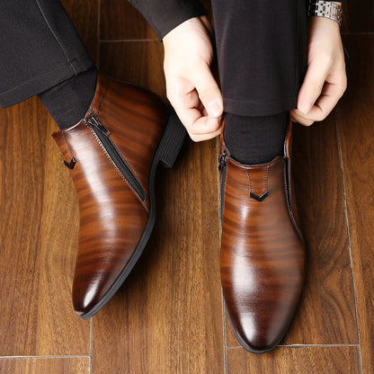 Retro Men Ankle Boots Luxury High-top Men Leather Shoes High Quality Non-Slip Motorcycle Boots Fashion Zipper Men Boots Big Size