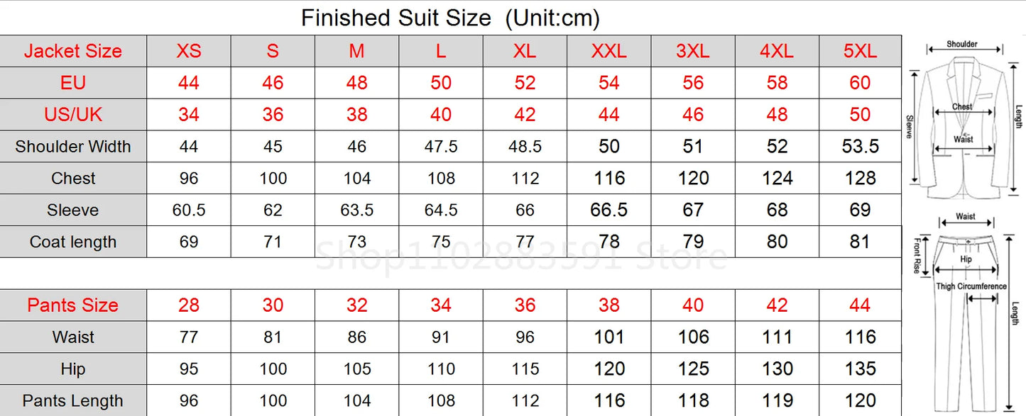 Men's Suit Single-breasted Dress Formal Slim-fit Notch lapel Party Solid Color Groom Wedding Suit 2-piece set (Blazer + Pants)