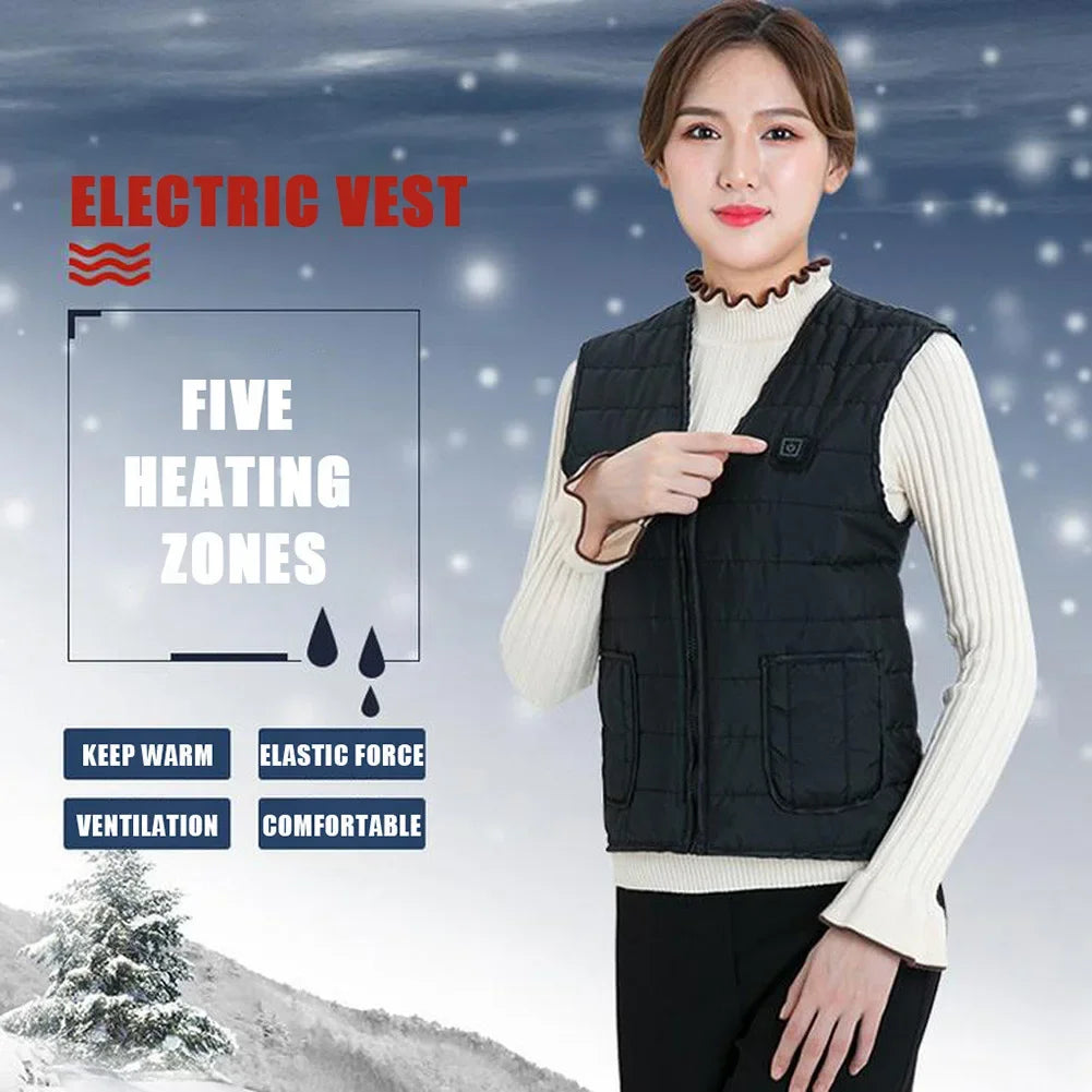 Unisex Heated Vest 9 Area Heating Thermal Jacket USB Electric Heating Vest Men Women Smart Headed Waistcoat for Outdoor Camping