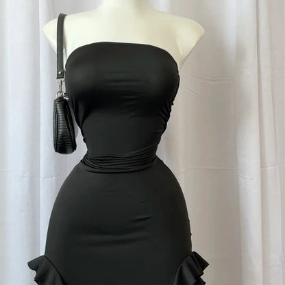 Elegant Evening Gown For Women Summer Without Shoulder Straps Dress Sexy Women Sleeveless Backless Irregular Party Club Dresses