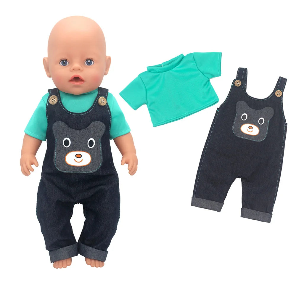 2023 Fashion Doll Jump Suits Fit For 43cm Baby Doll 17 Inch Reborn Baby Doll Clothes