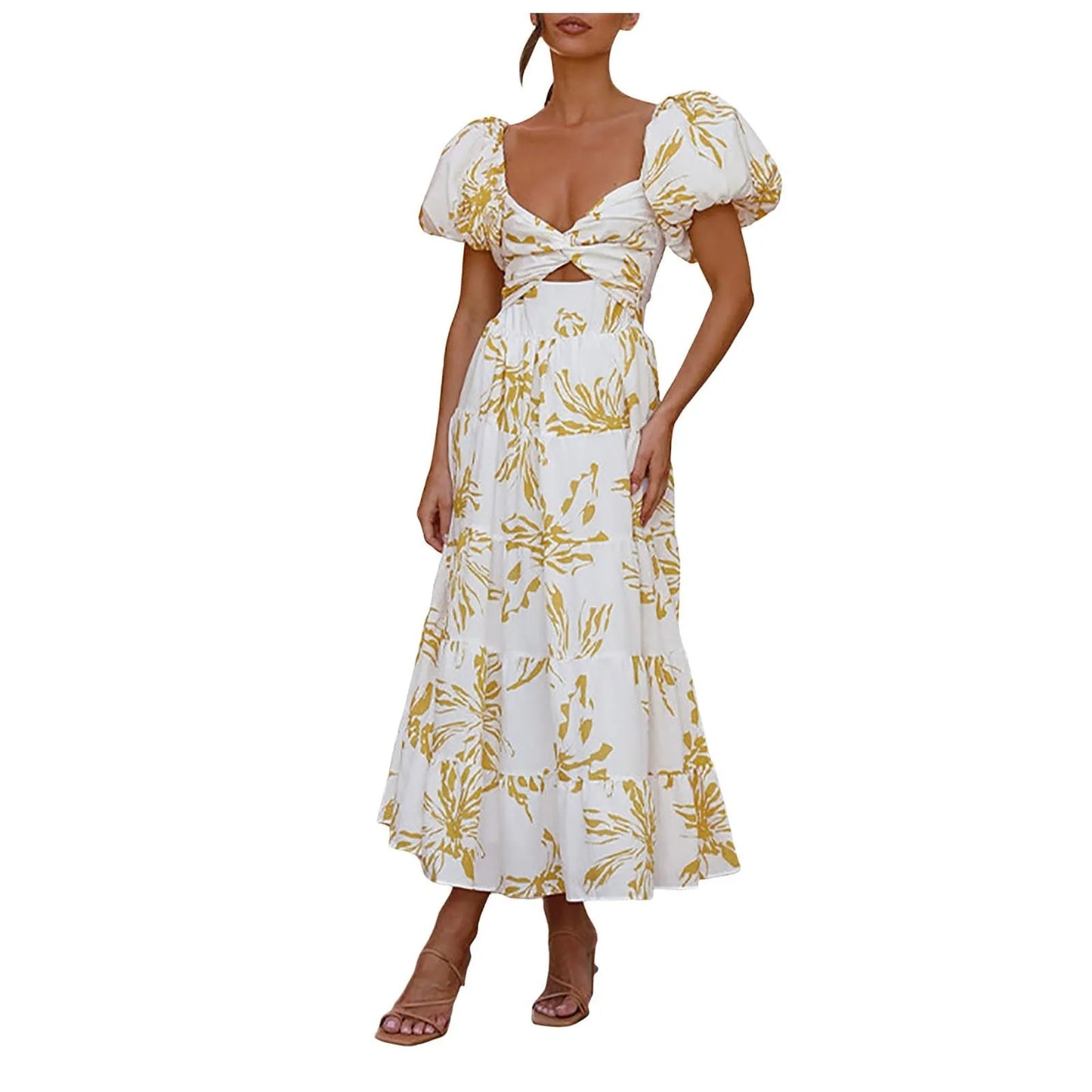 Vestidos Para Mujer Spring Formal Dresses For Women V-Neck Floral Long Dress Casual Summer Dresses For Women Floral Formal Dress