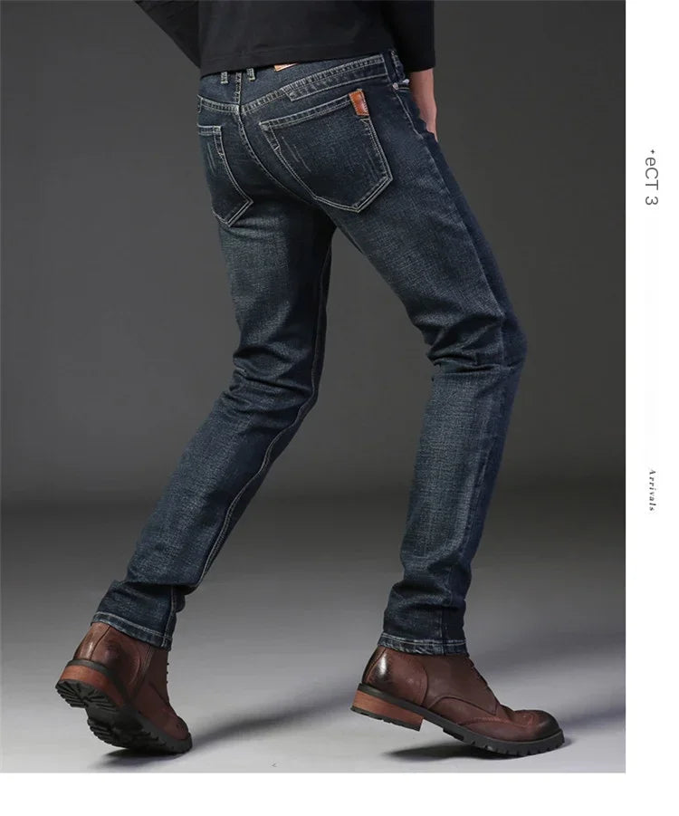 New Jeans Men's Winter Seasons Regular Straight Leg Men's Pants Elastic Slim Fit Casual Men's Pants