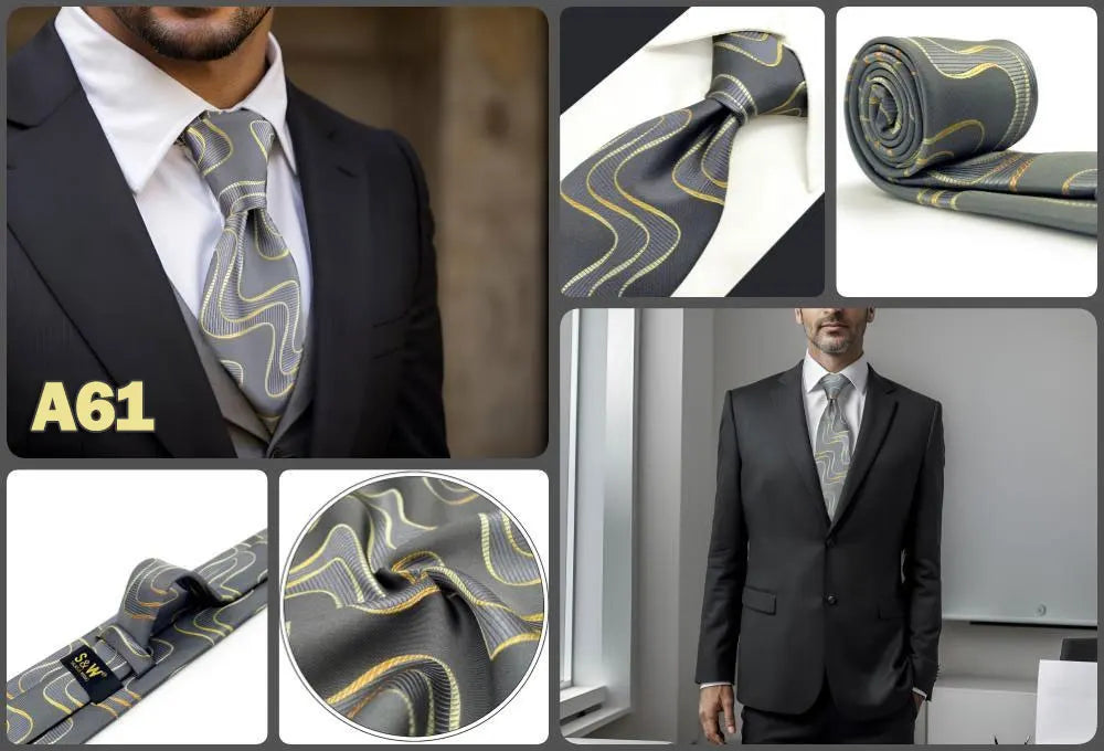 Blue Mens Necktie Silk Brown Ties for Men Wedding Guest Gift Classic Gray Party Christmas Dropshipping