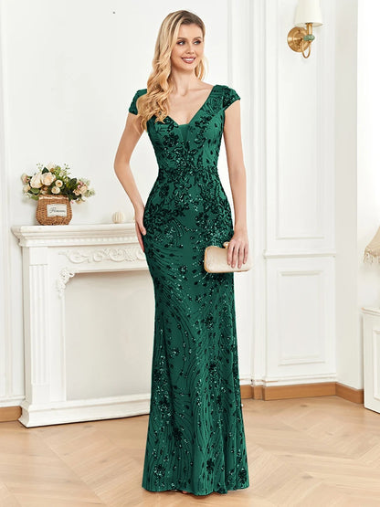 Lucyinlove Elegant Champagne Evening Dress For Women Long 2025 Luxury Mermaid Formal Sequins Prom Wedding Party Cocktail Dresses
