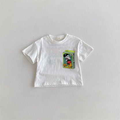 Mickey Kids Clothing Tees Summer Printed Cartoon Fashion Short Sleeve Boys T-shirt Popular Design Children's T Shirts Crewneck