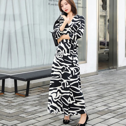 FANIECES Summer Wrap Dresses Women Sexy V Neck Split Maxi Dress Print Female Casual Beachwear Lace Up Party Vestidos Robe платье