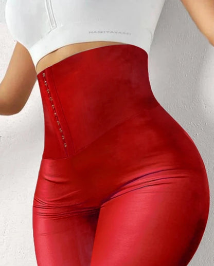 High Waist Tummy Control Butt Lifting Yoga Skinny Pants ew fashion elegant women's leather pants casual trouser bottom