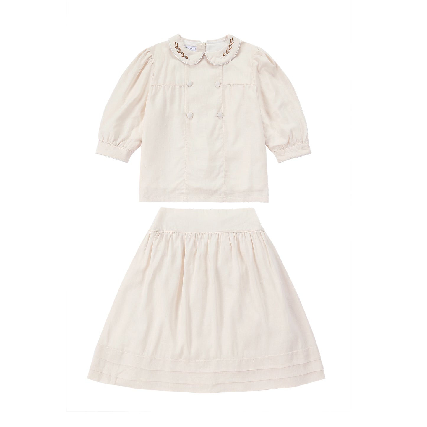 AS Linen Embroidery Collection 25SS Familly Match Clothing Set Girls Linen Dress Boy Shirt and Shorts