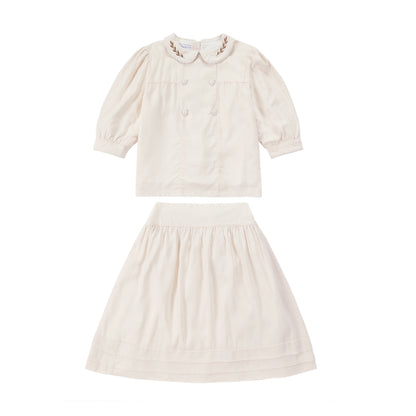 AS Linen Embroidery Collection 25SS Familly Match Clothing Set Girls Linen Dress Boy Shirt and Shorts