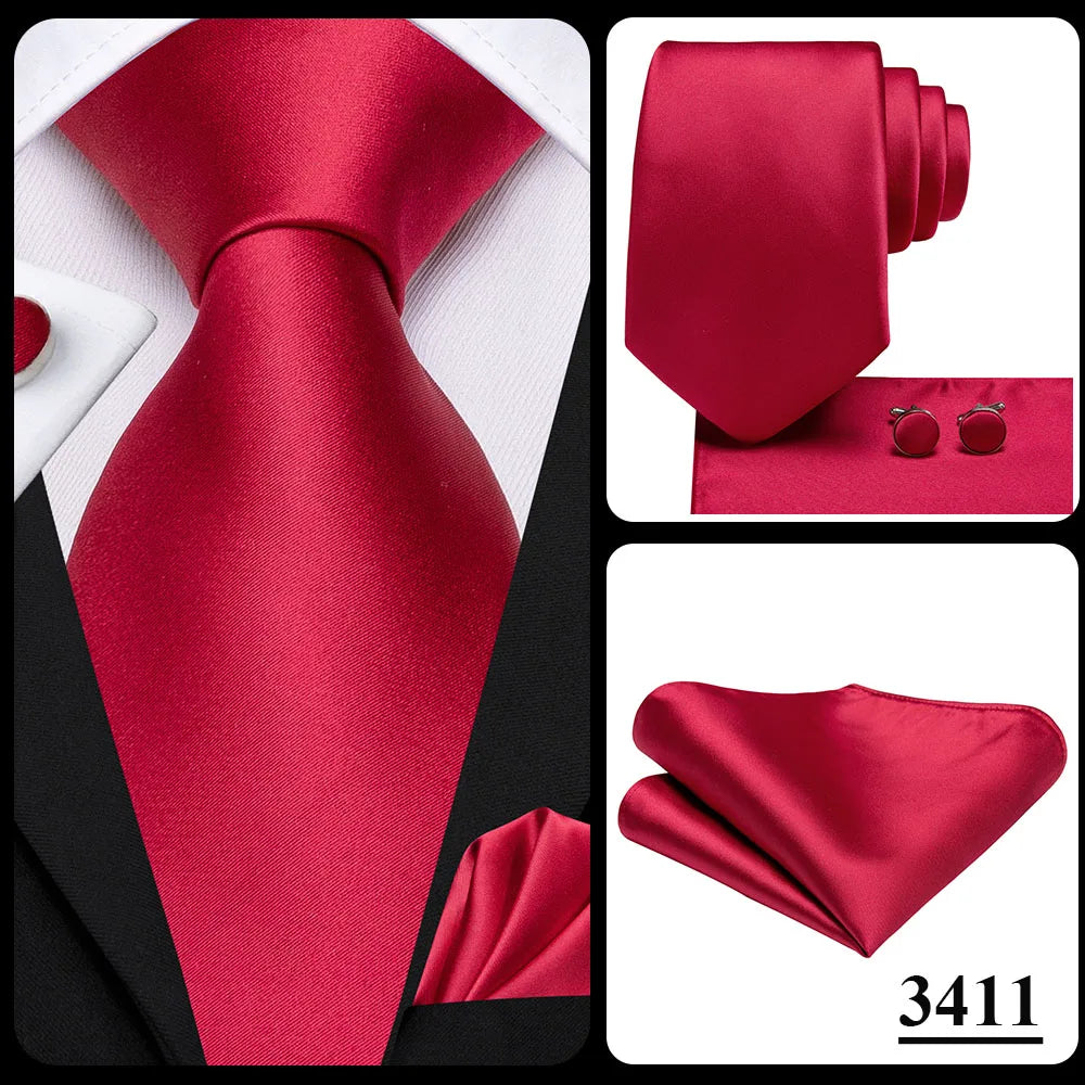 Hi-Tie Sage Green Pink Blue Solid Silk Wedding Tie For Men Handky Cufflink Mens Necktie Set Fashion Designer Business Party