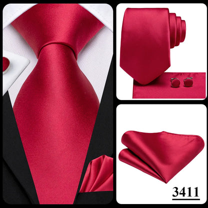 Hi-Tie Sage Green Pink Blue Solid Silk Wedding Tie For Men Handky Cufflink Mens Necktie Set Fashion Designer Business Party