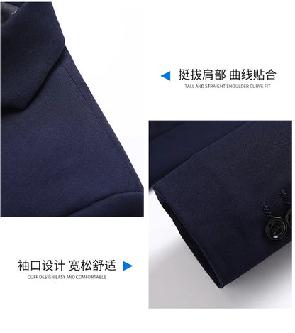 Blazer New Men's Fashion Business Solid Color British Style Professional Work Groom Wedding Dress Best Man Blazer Jacket