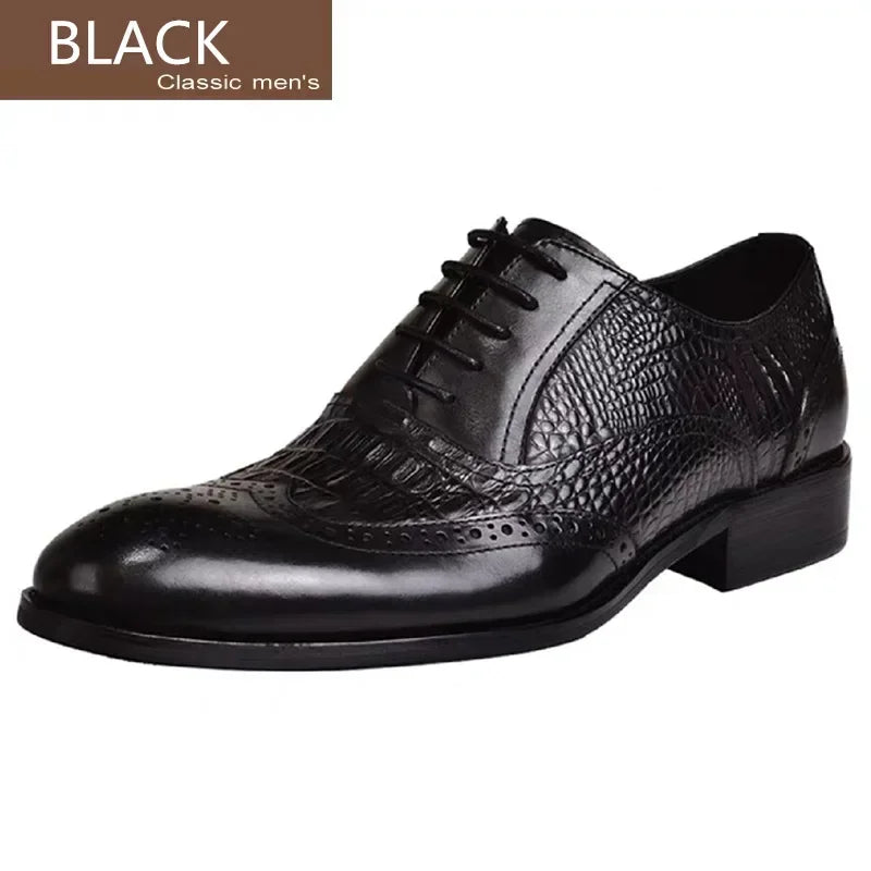 Plus Szie 48 Brock Oxford retro crocodile leather men formal spring autumn new 's for Work Casual business shoes Wedding shoes