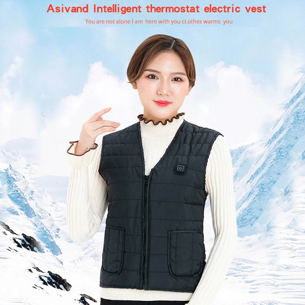 Unisex Heated Vest 9 Area Heating Thermal Jacket USB Electric Heating Vest Men Women Smart Headed Waistcoat for Outdoor Camping