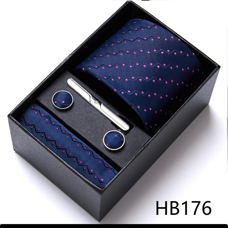 Top Quality 7.5 cm Business Ties Hanky Cufflink Set Tie Clips Green Necktie Corbatas For Men Wedding In Gift Box Gravatas