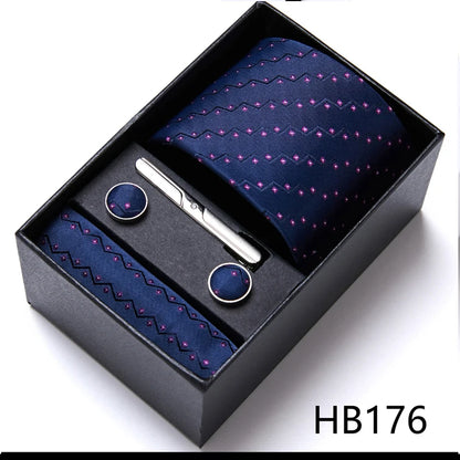 Top Quality 7.5 cm Business Ties Hanky Cufflink Set Tie Clips Green Necktie Corbatas For Men Wedding In Gift Box Gravatas