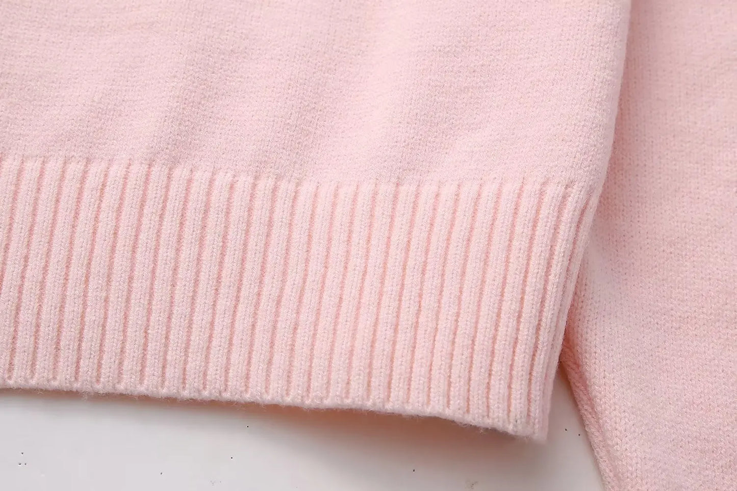 Pink Sweet Autumn Winter Women Warm Knitted Jumper New Round Neck Pullover Tops Loose Casual Long-sleeved Bottomed Sweater Women