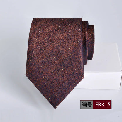 Brown Tie For Men Classic Style 8CM Tie Striped Jacquard Ties Wine Red Wedding Gravatas Formal Business Neckties Gifts For Men