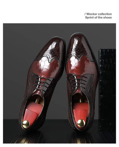 Men casual leather shoes business oxford shoes men brogue formal shoes genuine leather formal men brogue shoes