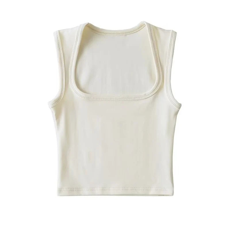 Deep Square Collar Vests 2023 Summer New Fashion Sexy Women's Crop Tops Sling Vest Camis