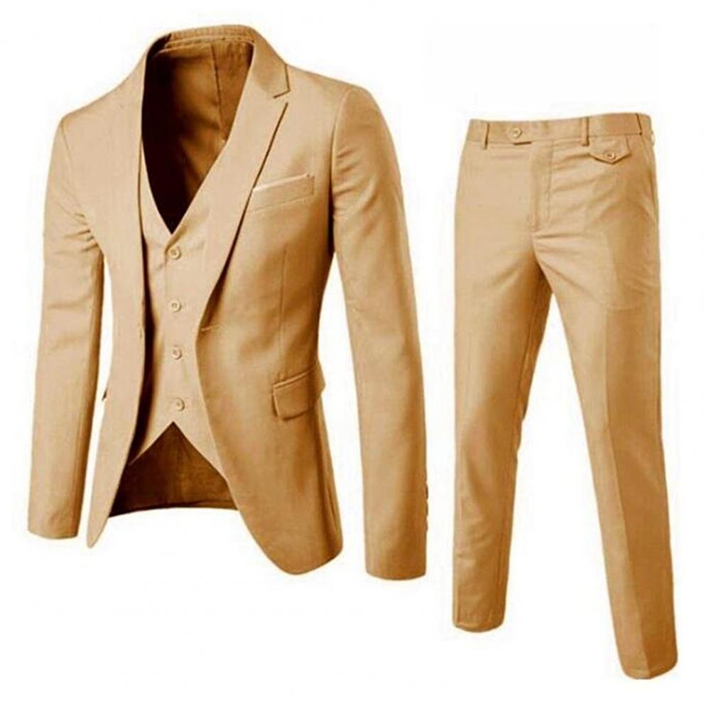 Luxury 2 piece men's wedding suit fashion men's slim solid color business office suit sets large size men Blazer+ pants