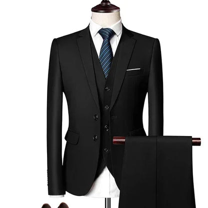 Elegant Suits For Men Wedding 3 Pieces 2 Set Luxury Fashion Classic Full Jackets Vest Pants Blazers Outfit 2024 Formal Costume