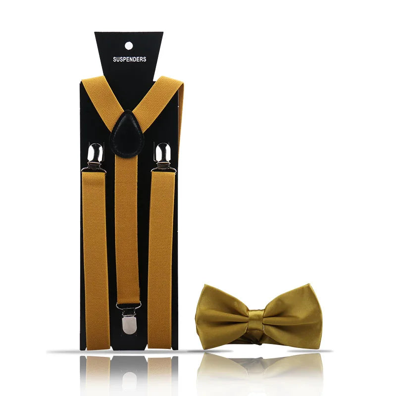 Elegant Fashion Adult Men's Suspenders And Bow Tie Two Pcs Set Harness Man For Pants Gentleman Suit Accessories Wedding Business