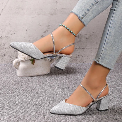 Low Heels Sandals Woman Summer Fashion High Heels Shallow Women Designer Sandals Luxury Shoes for Women Wedding Party Shoes