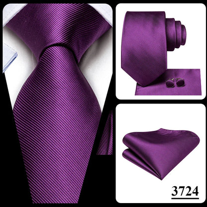 Hi-Tie Light Purple Solid Silk Wedding Tie For Men Quality Hanky Cufflink Gift Necktie Set Fashion Novelty Designer Dropshipping