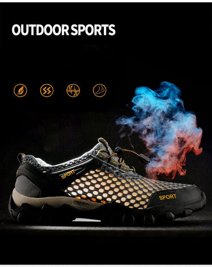 Men Sneakers Summer Wading Mesh Shoes Comfortable Slip on Outdoor Hiking Shoes Zapatos Hombre Casual Climbing Trekking Footwear