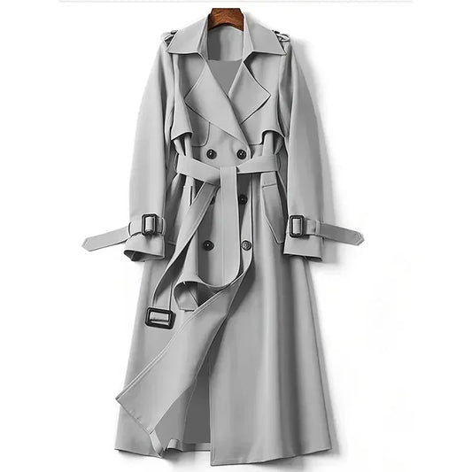 Laxsesu Jacket for Women Office Lady Long Sleeve Chic Coat Autumn Winter 2024 New Double-Breasted with Belt Fashion Outerwear