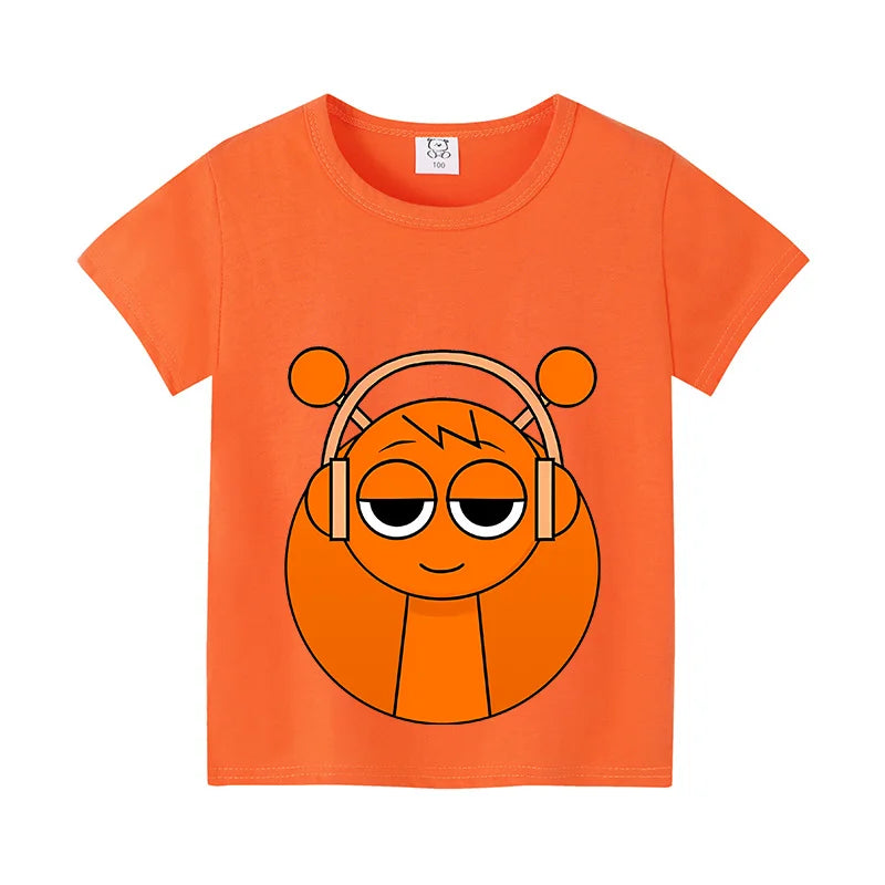 Sprunki Kids T-shirt Summer Children Incredibox Game Cotton Short Sleeve Top Boy Anime Fashion Cute Tee Girl Casual Clothes Gift